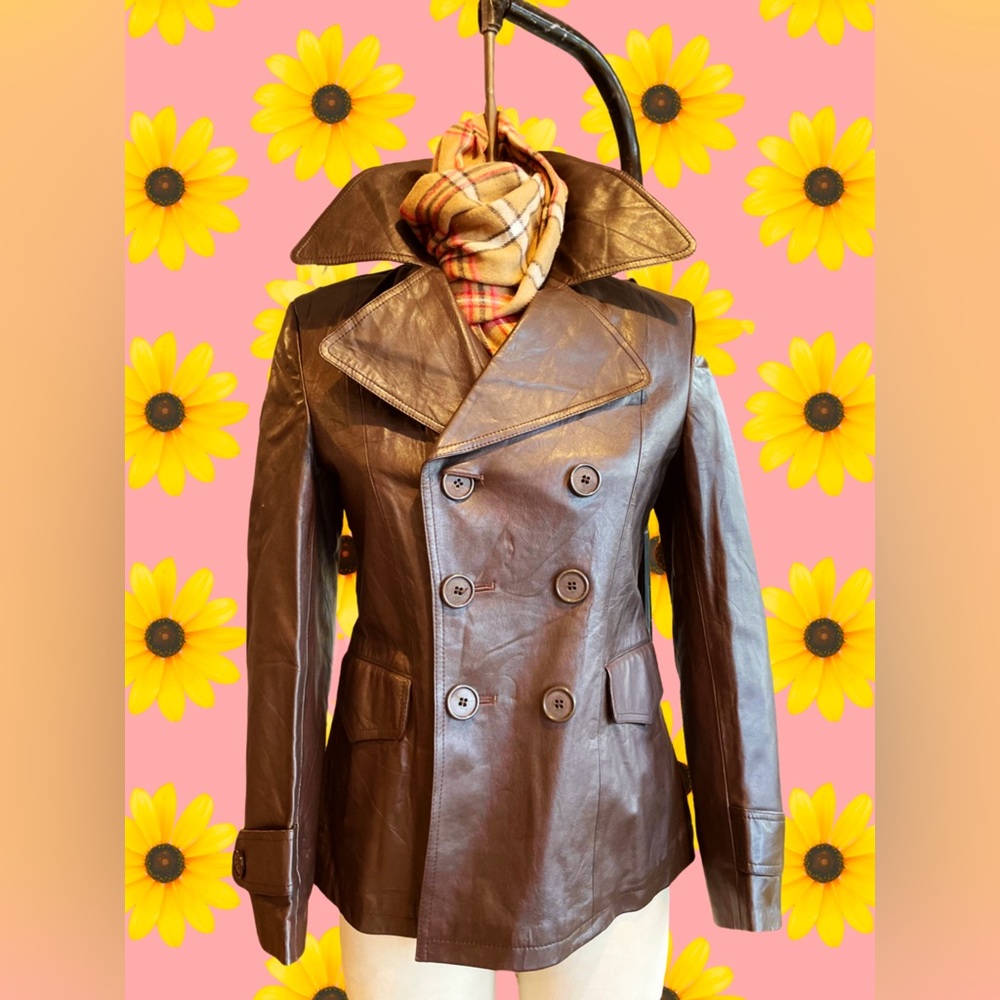 Leather chocolate color jacket